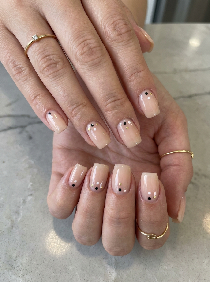 Minimal Dot Square Nails